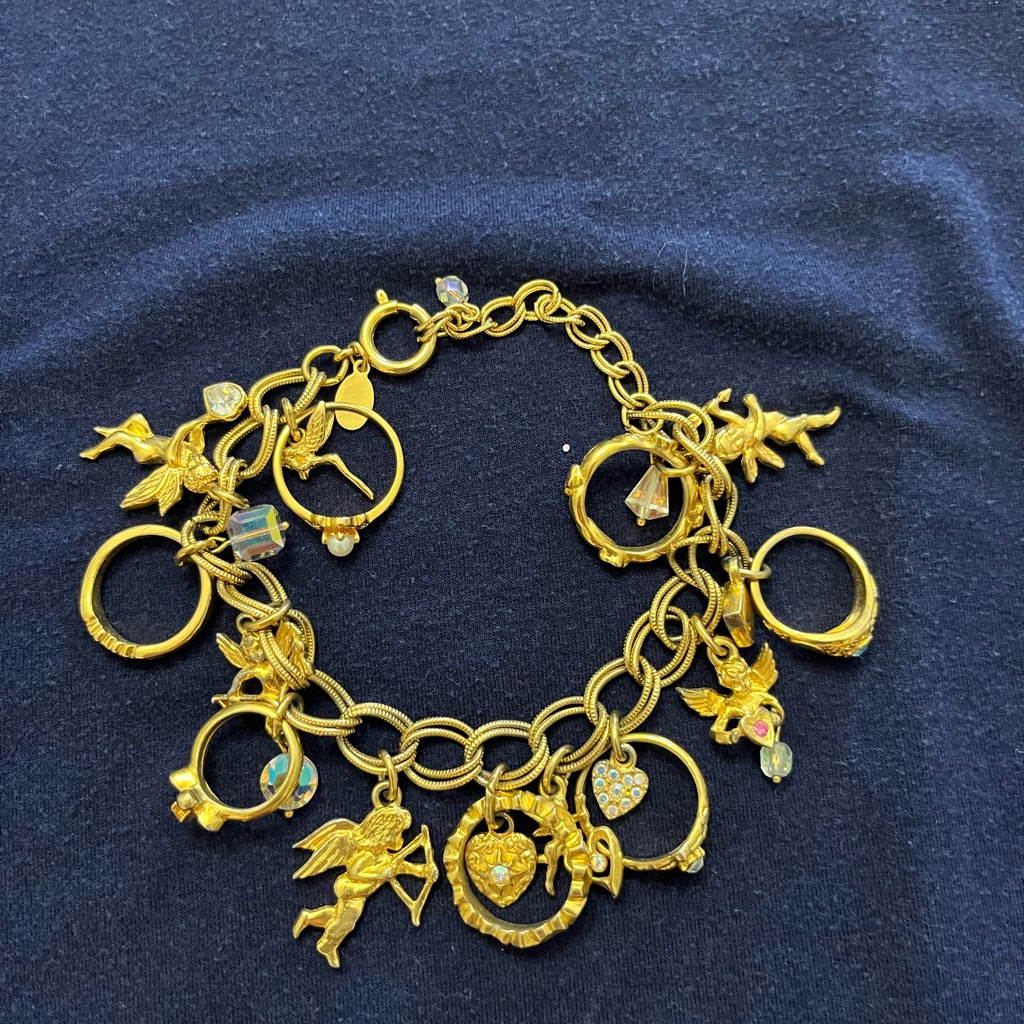 Kirk’s Folly Gold Tone Bracelet Angels Hearts And Rings